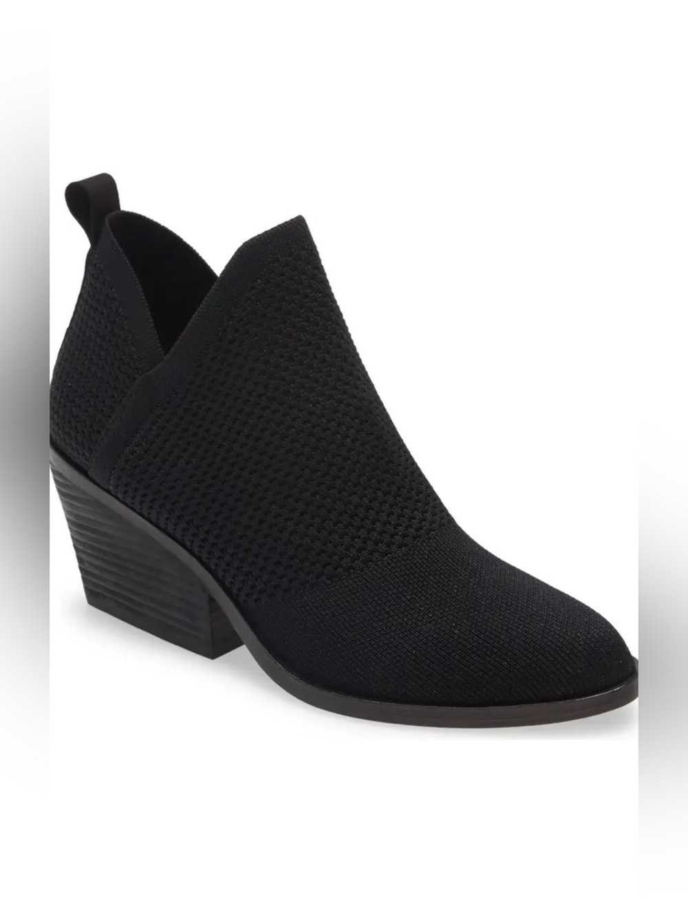 Eileen‎ Fisher Joss Knit Ankle Boot Black Slip On Womens 6.5 Ankle Bootie